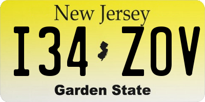 NJ license plate I34ZOV