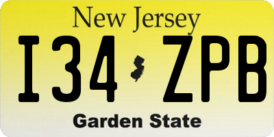 NJ license plate I34ZPB