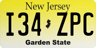 NJ license plate I34ZPC