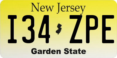 NJ license plate I34ZPE