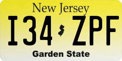 NJ license plate I34ZPF