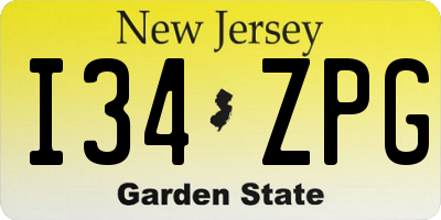 NJ license plate I34ZPG