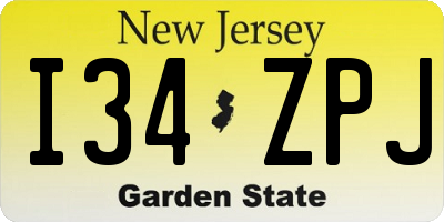 NJ license plate I34ZPJ