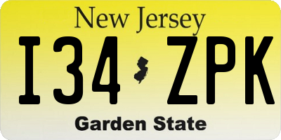 NJ license plate I34ZPK