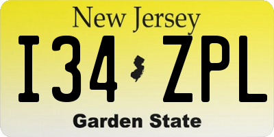 NJ license plate I34ZPL