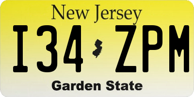 NJ license plate I34ZPM