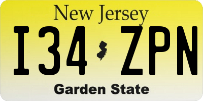 NJ license plate I34ZPN
