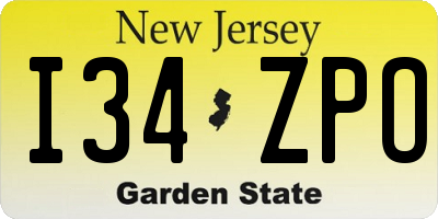 NJ license plate I34ZPO