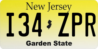 NJ license plate I34ZPR