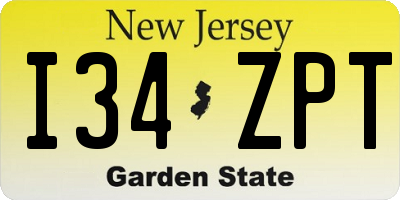 NJ license plate I34ZPT