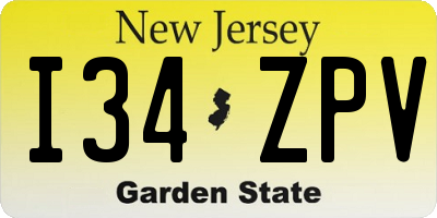 NJ license plate I34ZPV