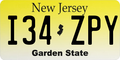 NJ license plate I34ZPY