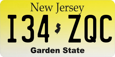 NJ license plate I34ZQC