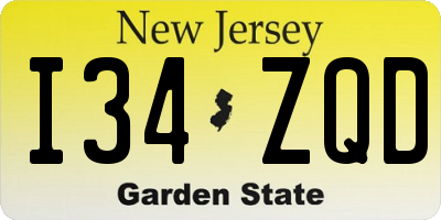 NJ license plate I34ZQD