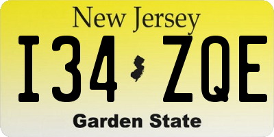 NJ license plate I34ZQE