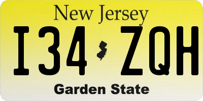 NJ license plate I34ZQH