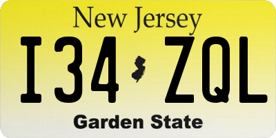 NJ license plate I34ZQL