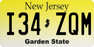 NJ license plate I34ZQM