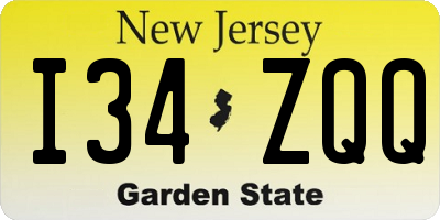 NJ license plate I34ZQQ