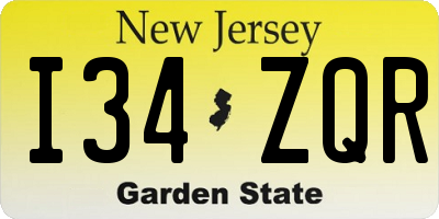 NJ license plate I34ZQR