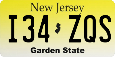 NJ license plate I34ZQS