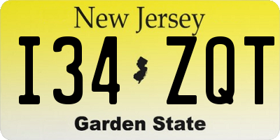 NJ license plate I34ZQT