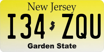 NJ license plate I34ZQU