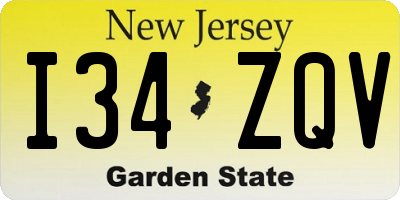 NJ license plate I34ZQV