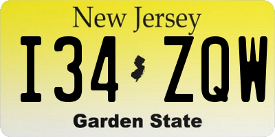 NJ license plate I34ZQW