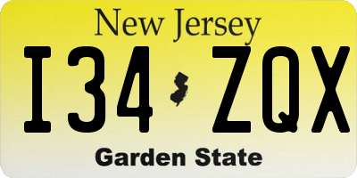 NJ license plate I34ZQX