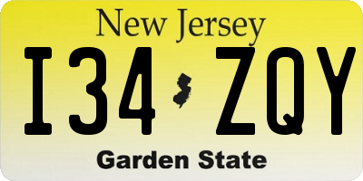 NJ license plate I34ZQY