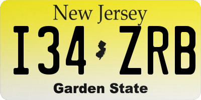 NJ license plate I34ZRB