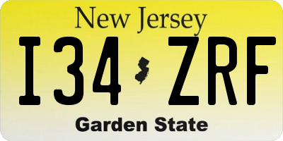 NJ license plate I34ZRF