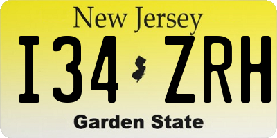 NJ license plate I34ZRH
