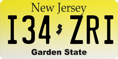 NJ license plate I34ZRI