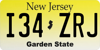 NJ license plate I34ZRJ