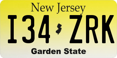 NJ license plate I34ZRK