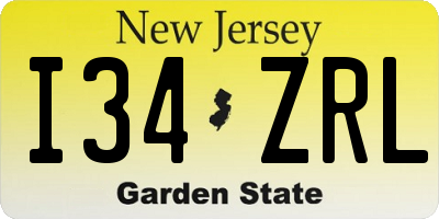 NJ license plate I34ZRL