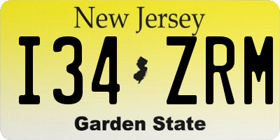 NJ license plate I34ZRM