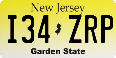 NJ license plate I34ZRP