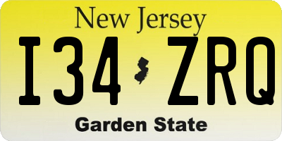 NJ license plate I34ZRQ