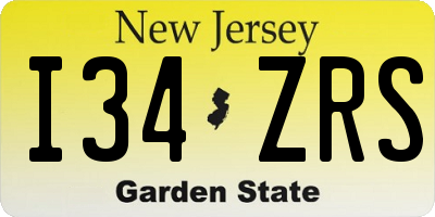 NJ license plate I34ZRS