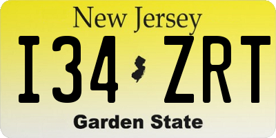 NJ license plate I34ZRT
