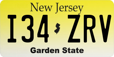 NJ license plate I34ZRV