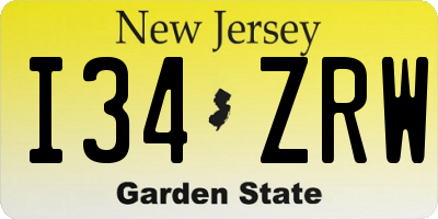 NJ license plate I34ZRW