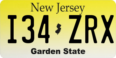 NJ license plate I34ZRX