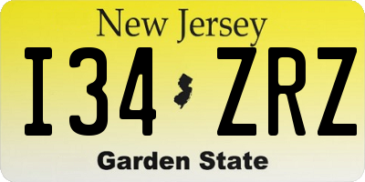 NJ license plate I34ZRZ