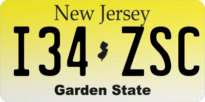 NJ license plate I34ZSC