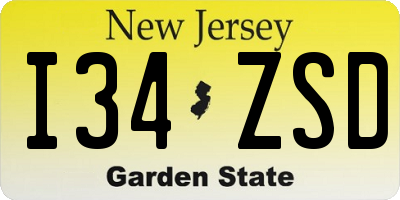 NJ license plate I34ZSD