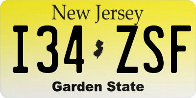 NJ license plate I34ZSF
